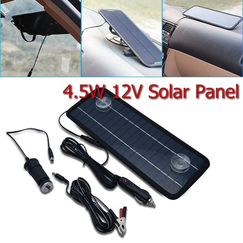 Outdoor Car Solar Panel 12V 4.5W Drip Charger Universal Power