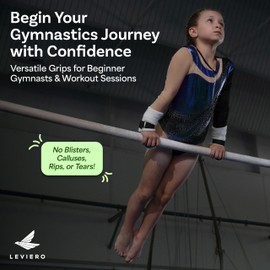 LEVIERO Palmies Gymnastics Grips, Grips for Gymnastics, Multipurpose Soft Leather Grips with Adjustable Finger Holes, Weightlifting, Kettlebell, Cross Training Workouts for All Ages - (Black, Medium)