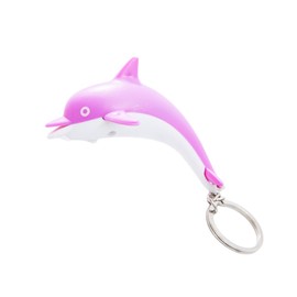 ODETOJOY Pink Dolphin Keychain with Flashlight LED Light with Voice Sound Cute 3D Animal Cartoon Keyrings
