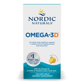 Nordic Naturals Omega‑3D 690 mg / 1000 IU – Lemon Flavor, 120 Soft Gels – Omega‑3 Fish Oil with Vitamin D3