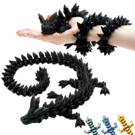 3D Dragon - Dragon Egg with Dragon 60 cm Figure | Surprise Dragon in Black | Movable Figure for Children, Collectors & Fantasy Fans (Black)