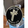 RecoveryChip Cross Eternal Life Unending Love Black Color Serenity Prayer