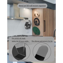 NOTMBESTM Pot Lid Organizer, 2 Pack Lid Holders Inside Cabinet, Pot Lid Storage Wall Mount Rack, Pan Lid Organizer Fit for Cutting Board Wall Mount Lid Holder Fixed by Adhesive or Screw (Black)