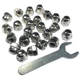 ZDingTech 25pcs 3/8-16 Acorn Cap Nuts,3/8-16 Cap Nuts,Acorn Hex Cap Dome Head Nuts,Dome Nuts,304 Stainless Steel Acorn Nuts,Hardware Nuts,18-8,Bright Finish with Open End Wrench