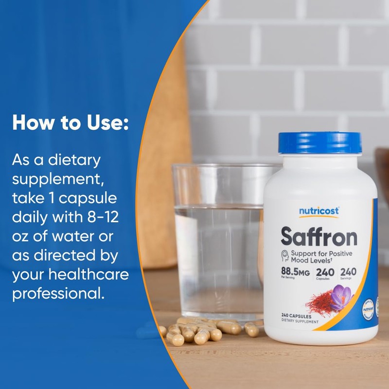 Nutricost Saffron Extract 88.5mg, 240 Capsules - Veggie Caps, Non-GMO,