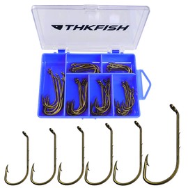 THKFISH 60 pcs/box Squid Fish Hook Taco Sabiki Bass Swim Hooks Ayu Koi Salmon Squid Sachifish 2 Barb Fishing Hooks Holder #1 1/0 2/0 3/0 4/0 5/0