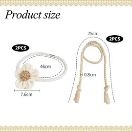 VEHYEGOI 2 Pieces Floral Curtain Cords, 2 Twine Ties, Tie Curtains, Boho Curtain Ties, Magnetic Flowers For Curtain Ties, Magnetic Ties For Curtains
