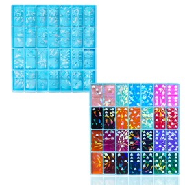 YZYDF Heart Dominoes Resin Molds Light and Shadow Holographic Silicone Mold Crystal Epoxy Resin Game Mold Jewelry Making