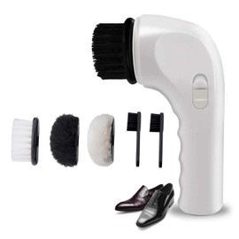 Sansent cepillo para polvo limpiador eléctrico de zapatos, cepillo para polvo eléctrico para pulidor de zapatos, limpiador de polvo, portátil, USB, kit de cuidado de piel para zapatos de piel (blanco)