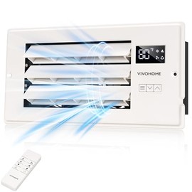 VIVOHOME Register Booster Fan - 4'' x 10'' Opening with Adjustable Louver - Smart Thermostat & 10-Speed Remote Control - AC Vent Fan for Floor, Ceiling, Wall - Quiet Operation (White)
