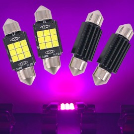 SOCAL-LED LIGHTING 36mm Festoon LED Bulb Canbus Super Bright 3030 Chipset Car Interior Dome Light 6418 Map Light, Pink, Pack of 4