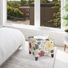 Adeco Floral Printed Linen Cube Ottoman Footstool,Square Foot Rest Stools