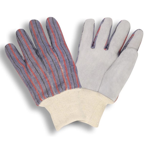 Cordova 7120 Large Leather Palm Work Gloves, Canvas Back, Knit