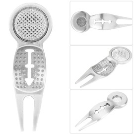 RiToEasysports Golf Divot Repair Tool,Zinc Alloy Divot Tool with Detachable Golf Ball Marker for Golf Practice (Silver) Golf Golf