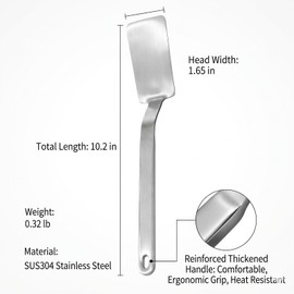 Mafier Mini 10.2in Metal Spatula Set,SUS304 Stainless Steel Spatulas for Cast Iron Skillet,Small Cookie Spatula with Ergonomic Handle,Heavy Duty Kitchen Turner for Cooking,Baking,Flipping(set of 2)