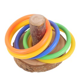 VICASKY 1Set Bird Training Ring Stacking Educational for Parakeets and Budgies Durable Base with Randomly Colored Hoops Promotes Exercise and Mental Development