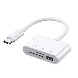 AXYO USB Type-C Card Reader, Compact, Multi-functional, SD Card Reader, Built-in USB-A Female Port, Compatible with Smartphones, Tablets, PCs and Computers with USB Type-C Terminal (White)