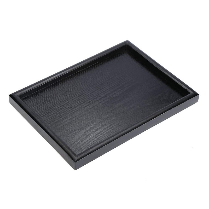 Wooden Tea Tray,Rectangular Black Solid Wood Tea Coffee Snack Fruit