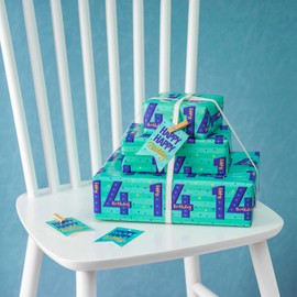 RUSPEPA Birthday Wrapping Paper Sheets with Gift Tags for Teenager Boys' Birthday Gift Wrap, 3 Fold on Sheets Each Set, 50x70cm, Age 14