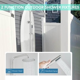 MOSSON Rain Shower System Outdoor Shower Fixtures with 8" Rain Shower Head Handheld Sprayer Single Handle Wall Mounted Bathroom Shower Faucet Set Brushed Nickel for Bathroom or Backyard