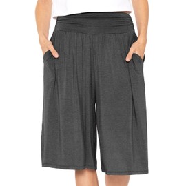 STRETCH IS COMFORT Women's Cropped Gaucho Pants Charcoal Gray X-Large