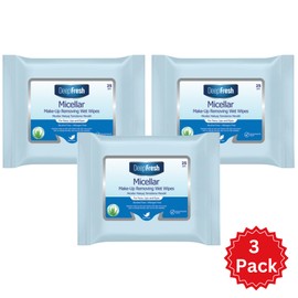 DeepFresh Micellar Make-Up Removal Wipes - Gentle Cleansing for Face & Eyes | Removes Waterproof Makeup, Hydrates Skin | Pack of 3| Travel-Friendly, Dermatologist-Tested