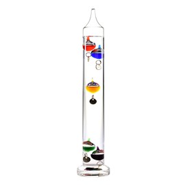 Monsterzeug Galileo Thermometer, 6 Glass Balls, Galilean Thermometer, Glass, Liquid Thermometer, Glass Thermometer with Measuring Balls, Temperature Meter