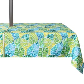 EHouseHome EHouseHome Outdoor and Indoor 60x84 inch Tablecloth with Umbrella Hole and Zipper, Waterproof Zippered Patio Table Cloths, Spring/Summer Table Covers for Backyard Circular Table/BBQs/Picnic