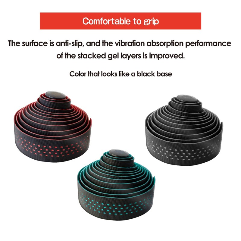 GORIX(ゴリックス) バーテープ ロードバイク 2カラー (GX-063BD) 自転車 滑りとめ 衝撃吸収 ブラック×レッド