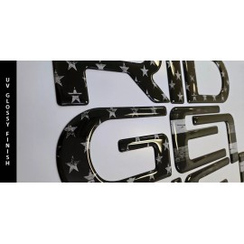 AUTOCARIMAGE Tailgate raised letters fits HONDA RIDGELINE 2024 2025 GLOSSY RUSTIC BLACK FLAG