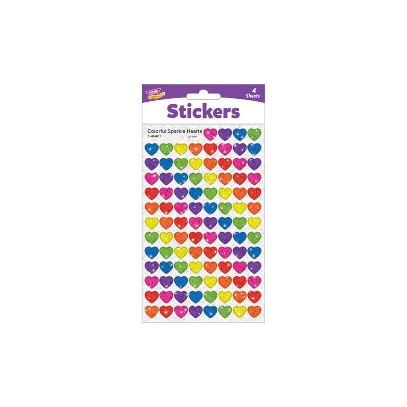 Colorful Hearts Sparkle Stickers, 400 ct.