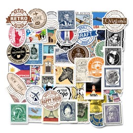 100pcs Vintage Scrapbooking Stamp Stickers, Vintage Diary Journal Washi Sticker Supplies Kit for DIY Craft Diary Calendar Decoration