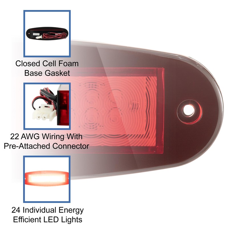 RecPro RV 8" Oval Red LED Trailer Tail Light Recess