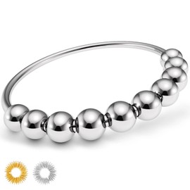 MontoSun 925 Sterling Silver Anti Anxiety Ring Fidget Ring for Women Men Fidget Spinner Relief Ring with Beads Anxiety Spinning Ring (9)