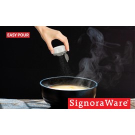 SIGNORAWARE Salt and Pepper Shakers Moisture Proof Set of 2 Small Mini Salt Shaker to go Camping Picnic Outdoors Kitchen Lunch Boxes Travel Spice Set Clear with Red Covers Plastic Airtight Dispenser