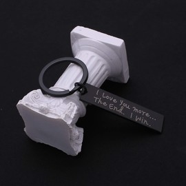 Runalp I Love You More The End I Win, Stainless Steel Keychain, Gift for Couple, Stytle 2, Black