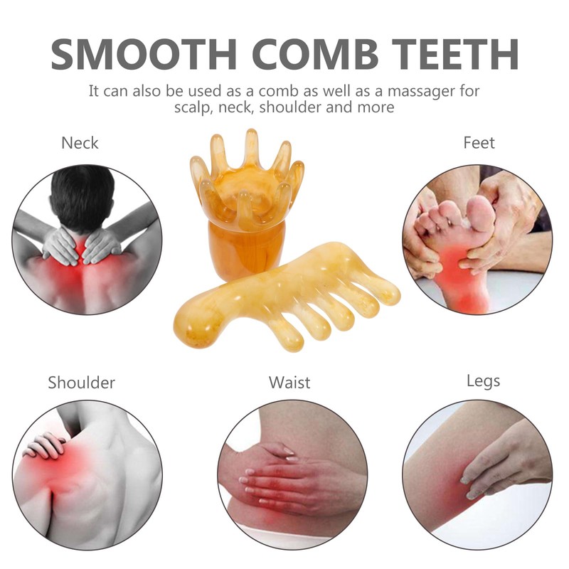Healeved 4 Pieces Resin Massage Comb, Gua Sha Stone Facial