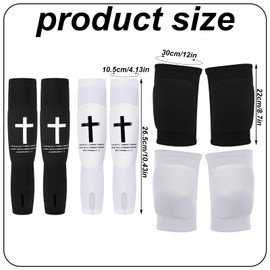 Cutecrop 2 Set Faith Cross Volleyball Knee Pads and Arm Sleeves for Youth with Protection Pad Compression Forearm Wrist Guard with Thumbhole Volleyball Accessories for Hitting Passing Training