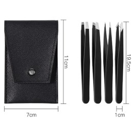 Brencco Precision Tweezers Set of 4 Stainless Steel Professional Eyebrow Tweezers with Non-Slip Coating for Eyebrows, Eyelashes, Ingrown Hair, Beard Hair