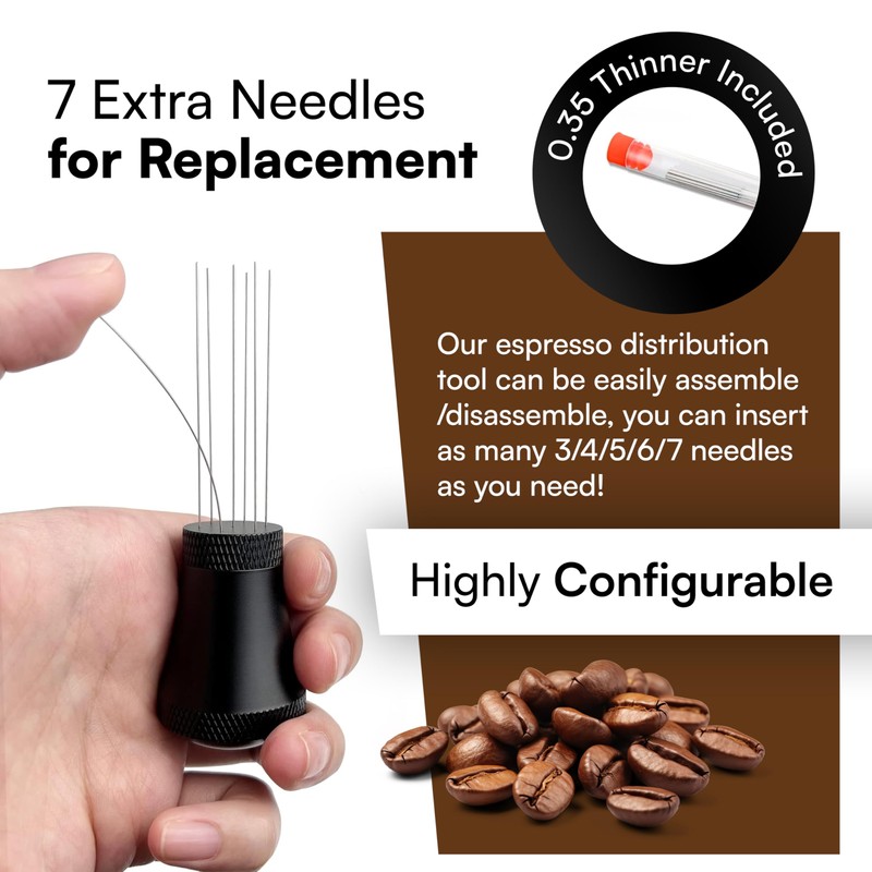 XpressoLife WDT Tool – Espresso Distribution Tools, Black Aluminum Alloy