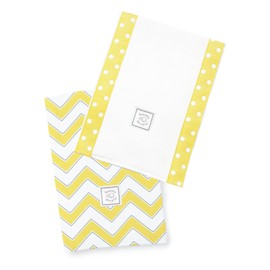 SwaddleDesigns Baby Burpies, Set of 2 Cotton Burp Cloths, Yellow Chevron