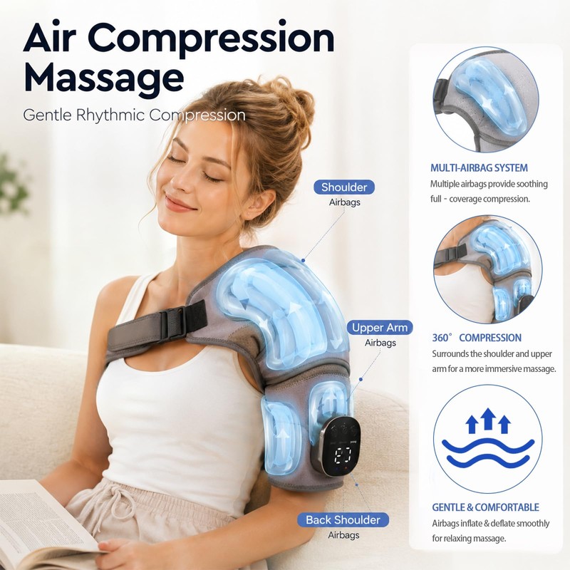 Shoulder Massager with Air Compression,Heat & Vibration,3 Massage Modes