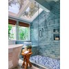 Parrotile Blue Shower Floor Pebbles Tile Bathroom Mosaic Backsplash Wall