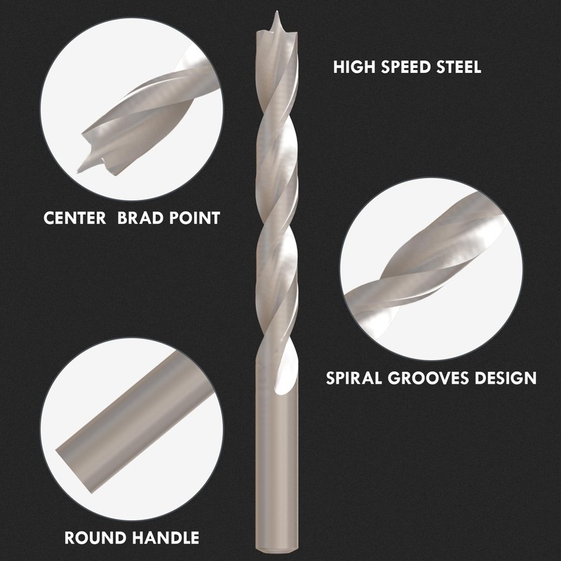 Brad Point Wood Drill Bit Set, 29Pcs HSS Drill Bit
