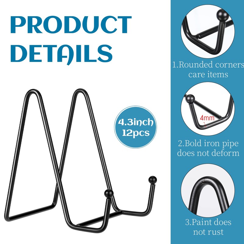 Mixweer 24 Pcs Plate Stands for Display Metal Display Stand