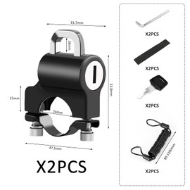 2 Pieces Motorcycle Helmet Locks, 2 Pieces Spacers, 2 Pieces Wrenches and 1 Piece Spring Rope, Secure Anti-Theft and Demolition Hook Lock (Black)