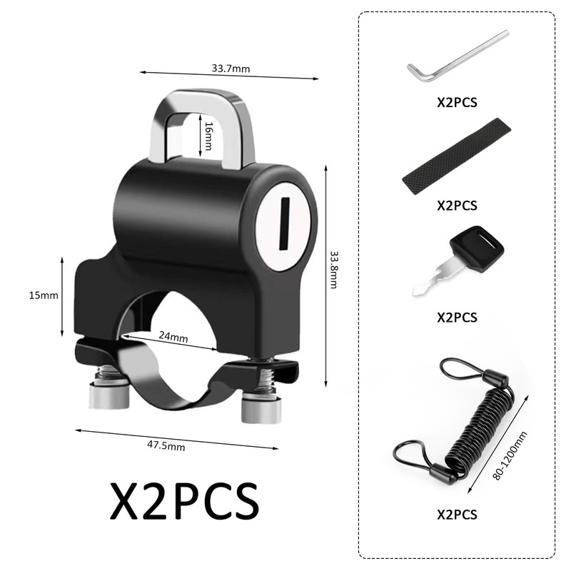 2 Pieces Motorcycle Helmet Locks, 2 Pieces Spacers, 2 Pieces