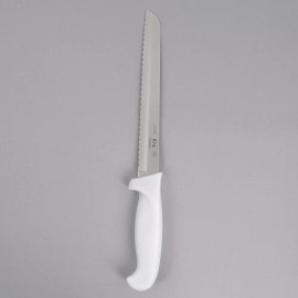 Choice 8" White Serrated Edge Bread Knife, NSF Listed - 8" White Serrated Edge Bread Knife