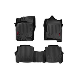 Rough Country All Weather Floor Mats Set for Nissan Titan Crew Cab (17-24) & Titan XD (16-24) - Custom Fit Rubber Titan Floor Mats, Rubber Truck Mats, Waterproof Truck Floor Mats