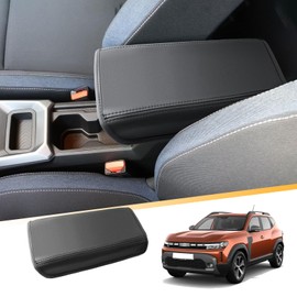 LFOTPP Central Armrest Cover, Compatible with Dacia Duster 3 2024 2025 Centre Armrest Cover, Dacia Duster III from 2024+ Armrest Covers Cushion PU Leather Armrests Centre Console Protection Box Lid